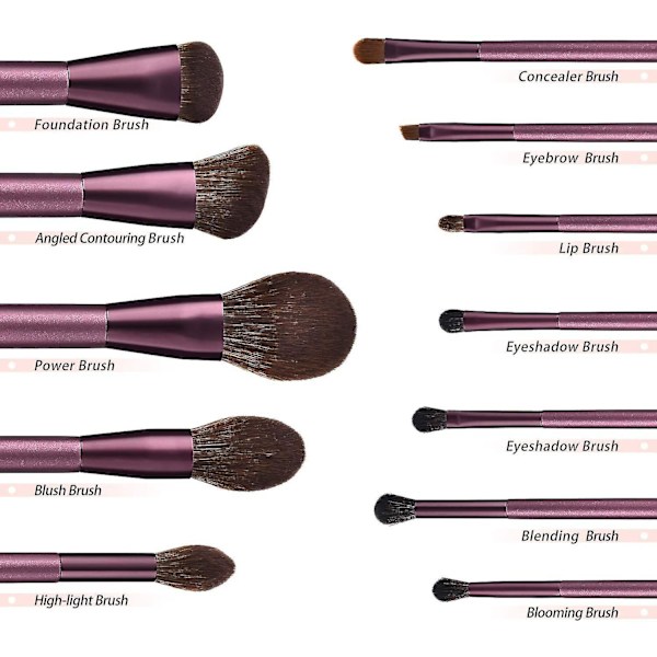 12 stk. Makeup Pensler Sæt Syntetisk Foundation Pudder