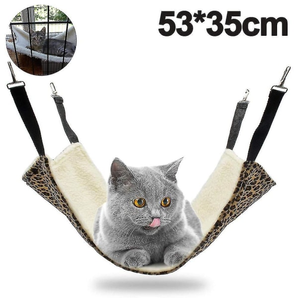 Hängande Kattgunga, Djurgunga för Bur Justerbar Kattbädd Sovplatta (1 Styck, Leopardmönster