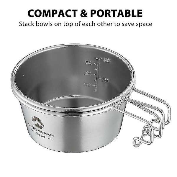 Campingkopp i rostfritt stål, Campingsskål, Lättvikts kompakt campinggryta, Vandringskaffemugg, Skål, Kopp