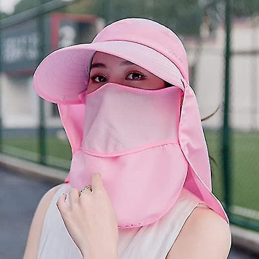 Solhatt for kvinner, sammenleggbar, bomull, sommer, solbeskyttelse, rosa