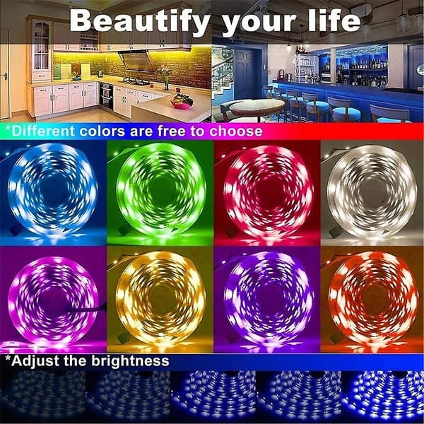 5m LED-lysstripe Bluetooth-app RGB SMD 2835 IP20 DC12V Hjem