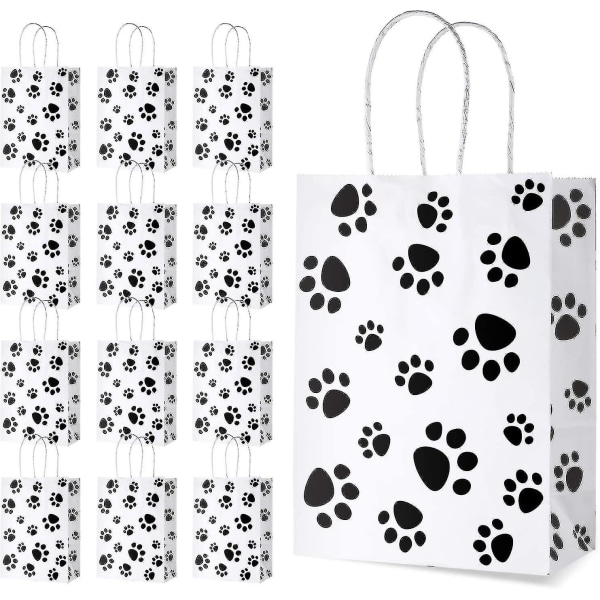 20 kpl Puppy Dog Paw Print -lahjapussit, joissa on paperikierrettävät kahvat, koiran lahjakassit, print lemmikkieläinten herkkujuhliin, 6,3 x 3,1 X