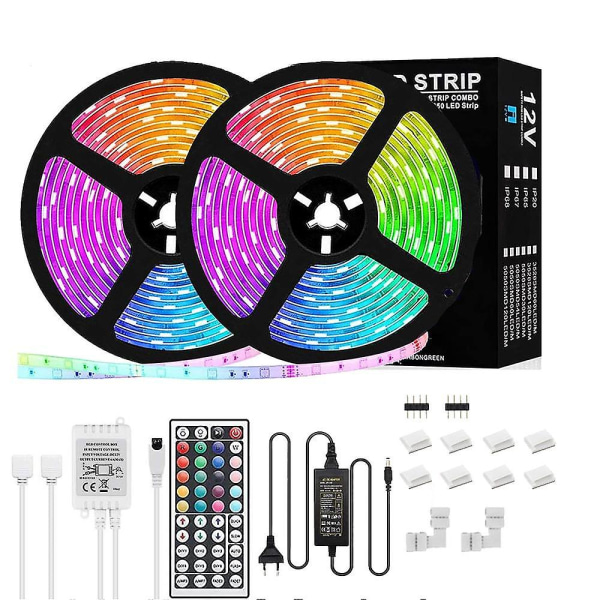 LED-lysstripe RGB 5050 20m 65.6ft Fargeskiftende sett