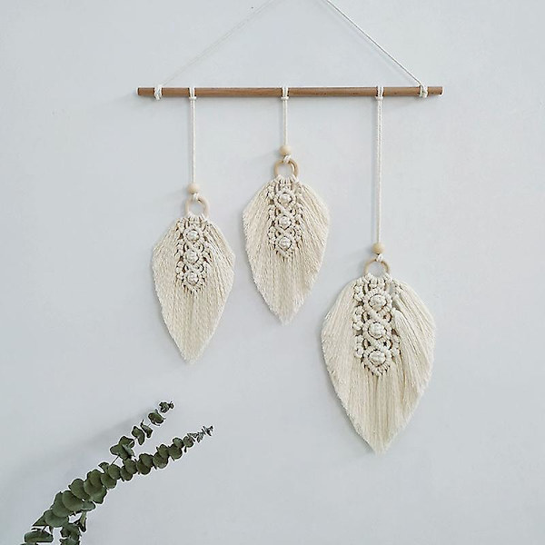 Boheme Væghængning Macrame Deco Macrame Fjer Væghængning Macrame Vægdekoration