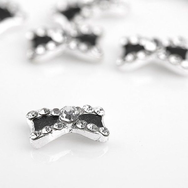 10 stk 3D metall Rhinestone bowknot Nail Art Charms