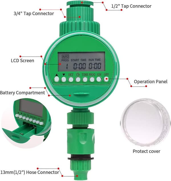 Programmerbar Slangekran-Timer med Regnsensor 3/4\" 1/2\" Automatisk Kran Trådløs Vannport