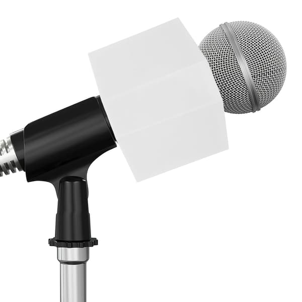 Hvid mikrofonflagstation til interviewmikrofon Robust plastik- og svampemateriale
