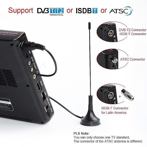 Leadstar 10 Tommer HD Bærbar TV DVB-T2 ATSC ISDB-T TDT TV