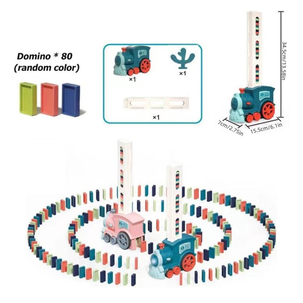 60 stk Automatisk Domino Tog Legetøj 2023 Ny Elektrisk Tog Domino Sæt Til Børn Drenge Og Piger