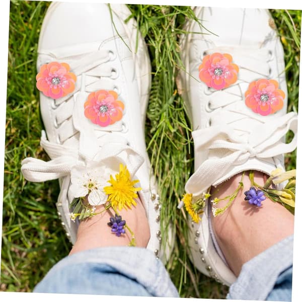 4 stk. Flash Diamond Blomstersko Blomsterapplikasjoner Perlepynt