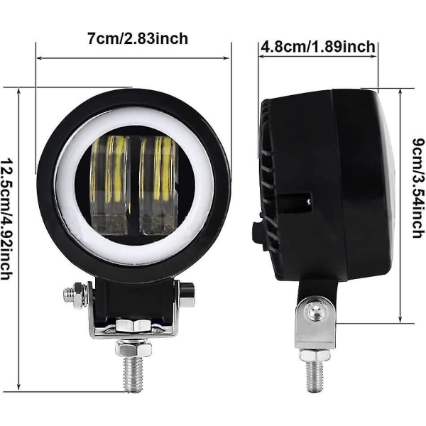 Off-road LED-lys Universal Motorcykel Spotlight Angel Eye Light (sort hvid) (2 stk)