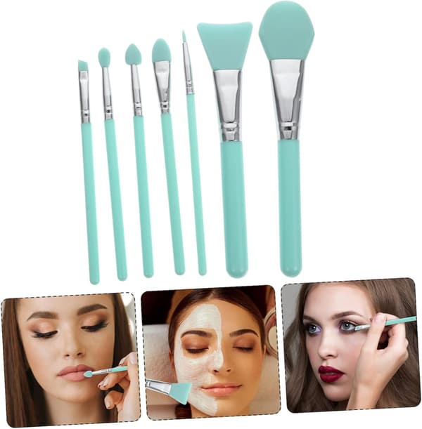 7 stk. makeupbørstesæt til kvinder Silikonebørste til flydende makeup ansigt, øjne og læber