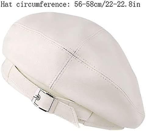 Falsk lær solid militær beret for kvinner og jenter, retro stil britisk beanie lue