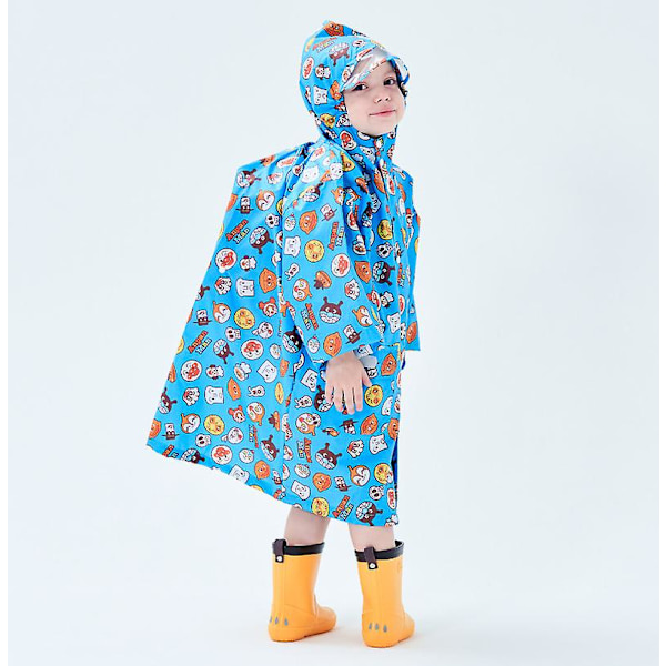 Barnregnkläder, 3D Cartoon Barn Regnrock Jacka Poncho För Pojke Flicka (Gul Bröd) Blue Bread S