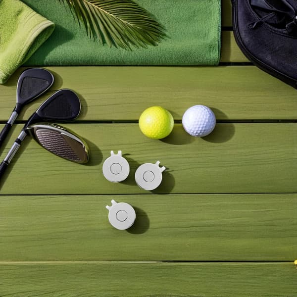 4 stk. metall golfballmarkør hattklips lyse nikkel golfcapfester