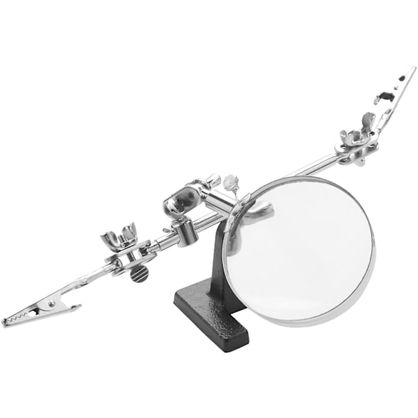 Let-hjælpende loddeholder med 5x forstørrelsesglas, 2 klemmer, 360 graders rotation