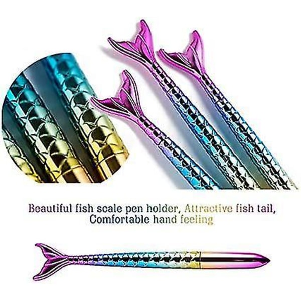 Mermaid Gel Pen Farverig Fishtail Style Børnegave 4 stk