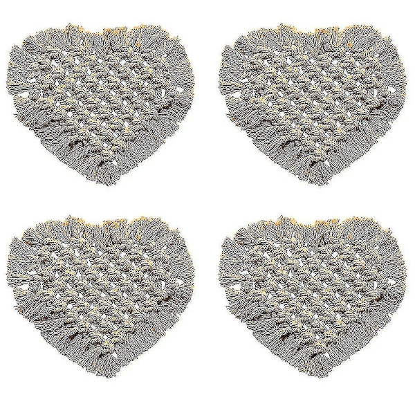 Rattan-makrame-alustat boho-tyyliin, puuvillaköyden punotut alustat pöydän sisustukseen, söpöt alustat, punottu litteällä imukykyisellä pinnalla - 20*15cm