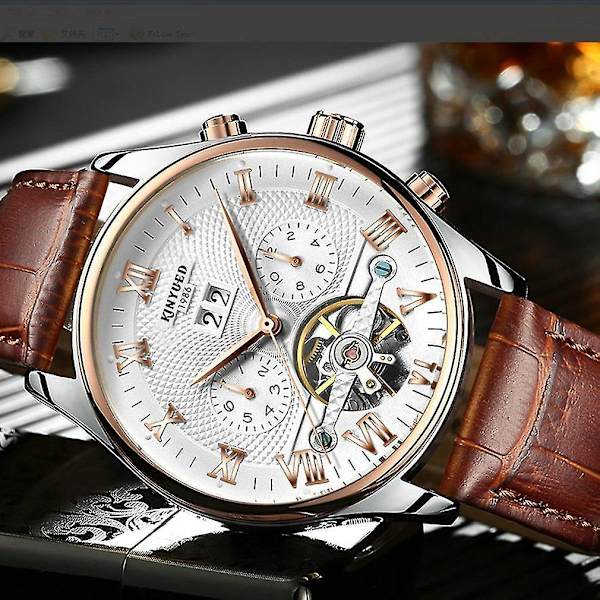 Vandafvisende Herre Business Ur Tourbillon Automatisk Mekanisk