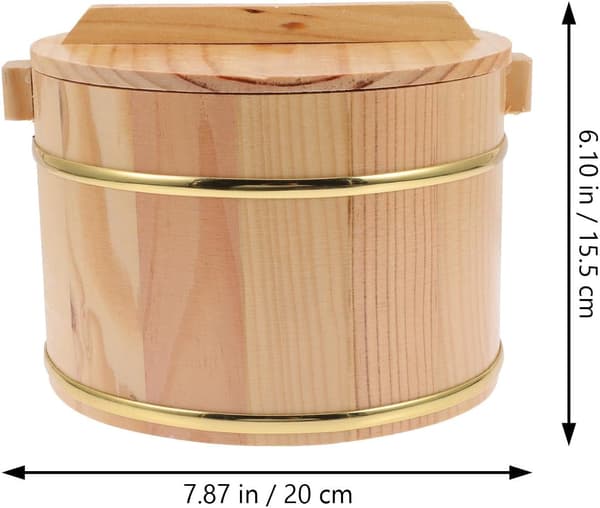 Risoppbevaringsbøtte Tre Dampet Risbøtte 12.6x12.6x9.4tommer