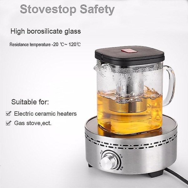 Klar Glas Tekanna Värmebeständig Kvadratisk Kontors Tekopp