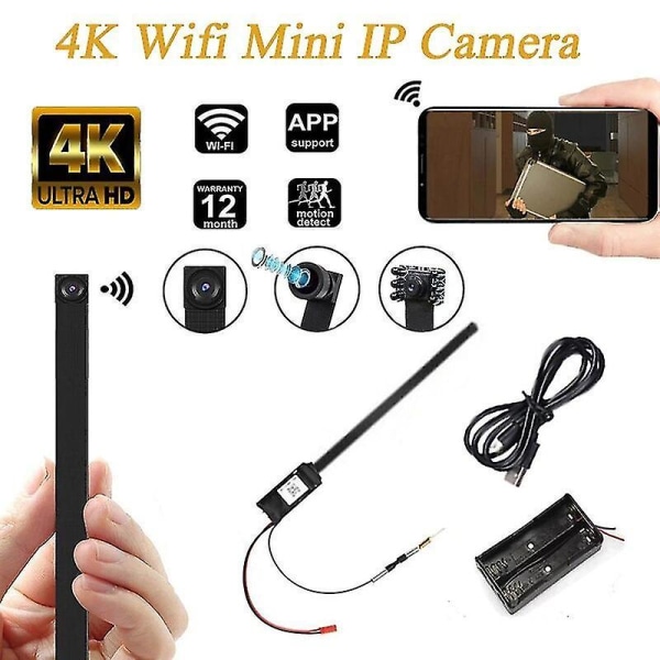 4K DIY bærbart WiFi IP minikamera P2P trådløst videokamera