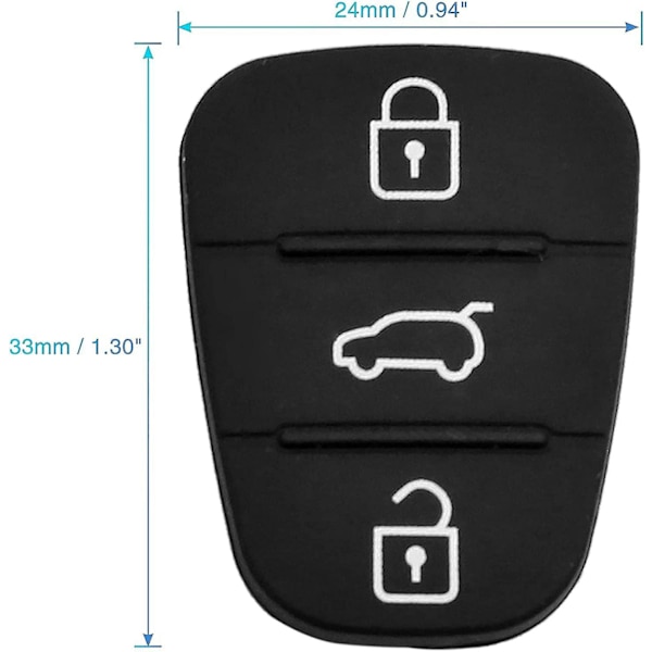 Knappsats för bilfjärrkontroll med inbyggd gummipadd (svart) (1 st)