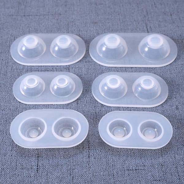 6 stk. DIY silikone øjeæbleform til harpikshåndværk, 2,2x1,1 cm runde dukkeøje silikoneforme
