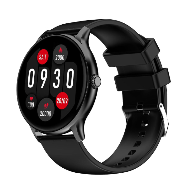 Legering rund skjerm Bluetooth Calling Waterproof Wear Sport Smart Watch Black