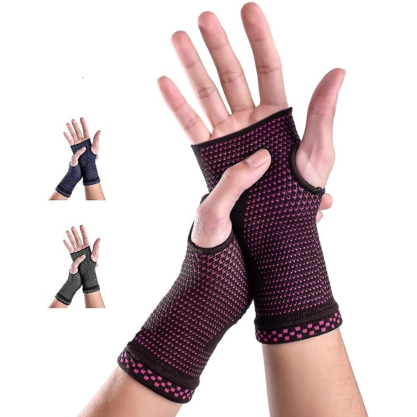 Håndledskompressionshandske Håndledsstøtteærmer Håndledssmertelindring, pink, medium