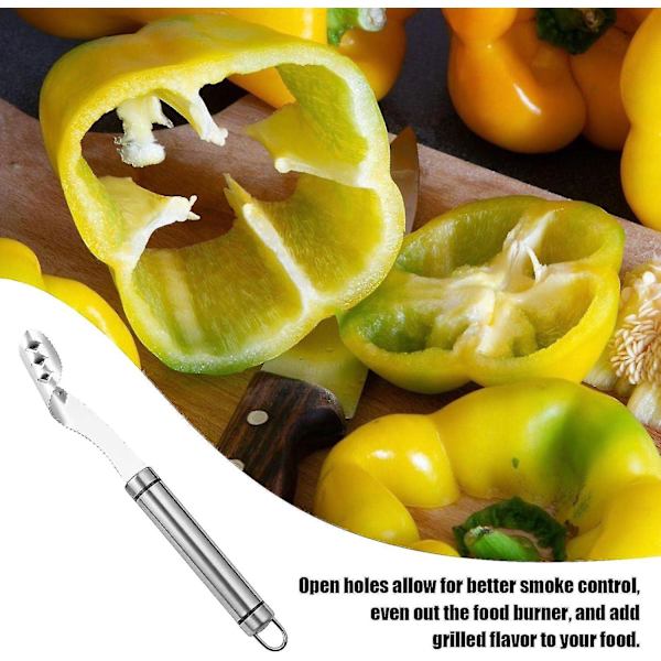 Jalapeno Grillstativ i Rustfritt Stål Grillholder Med Kjernefjernerverktøy 18 Hull Rustfritt Stål Popper Holder For Tilberedning Av Pepper Kyllinglår Vinger Chilli Knife