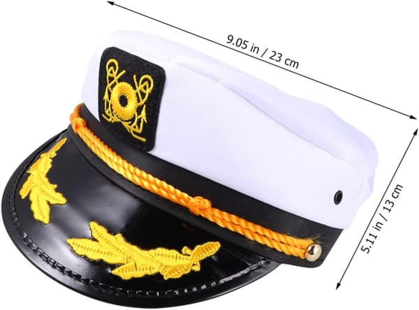 Marinblå kartrollspelshatt för rolig kostymföreställning Vit polyester sjömansmössa