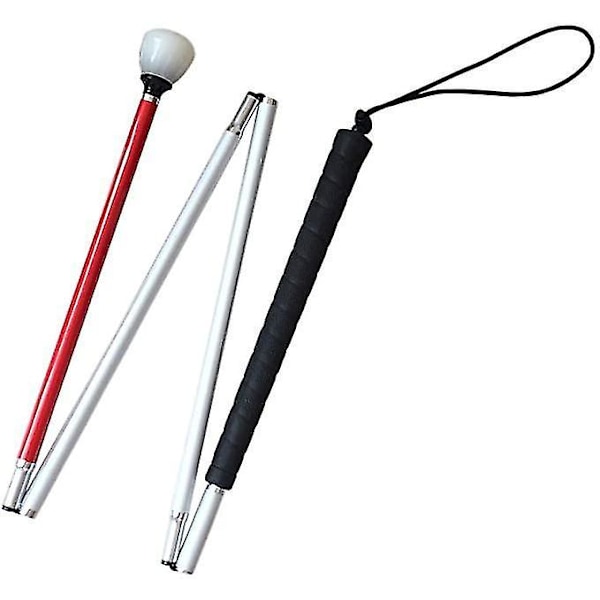 Hopfällbar Aluminiumkäpp för Mobilitet, Vit, Blind, 4 Sektioner, 123 cm