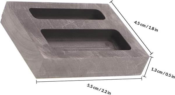 Grafittblokkform 2 hull for metallstøping gull sølv kobber messing sink smelteform