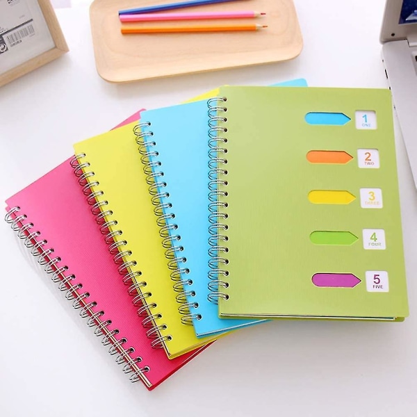 A5 Spiral Notebook, 6,3x8,2 tum Rosy Inbunden Spiral Notebook fodrad med avdelare