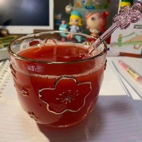 400ml Sakura Glaskop med Kirsebærblomst Relief Vandkop