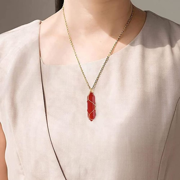 Htooo karneol halskjede karneol edelsten halskjede for kvinner oransje  karneol halskjede smykker b70b | Fyndiq