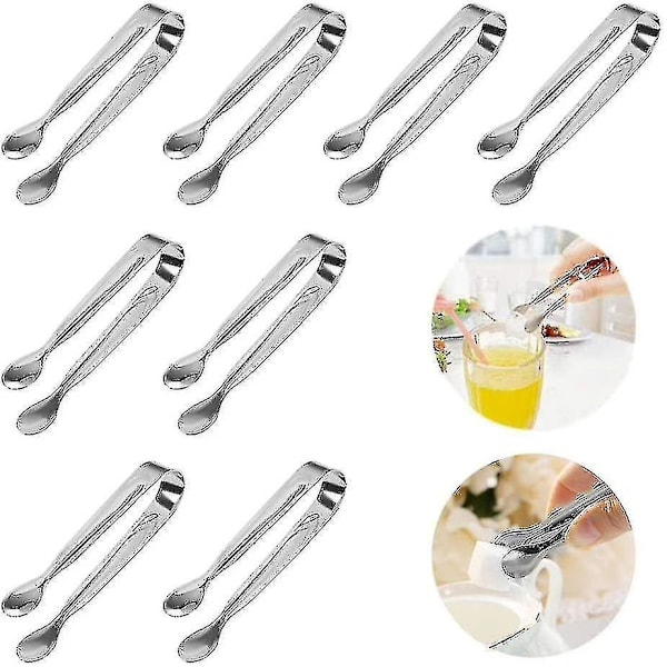 Sockertänger 4,3 Mini Rostfritt Stål Kubtänger 8-pack
