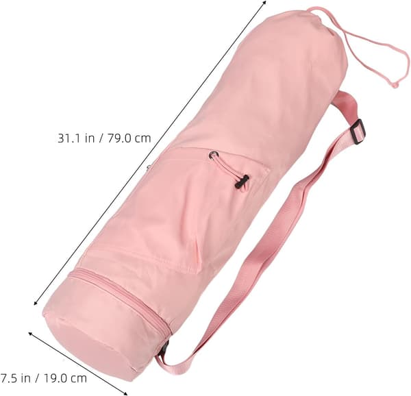 Rosa yogamatta bärväska med justerbar rem, vattenflaskficka
