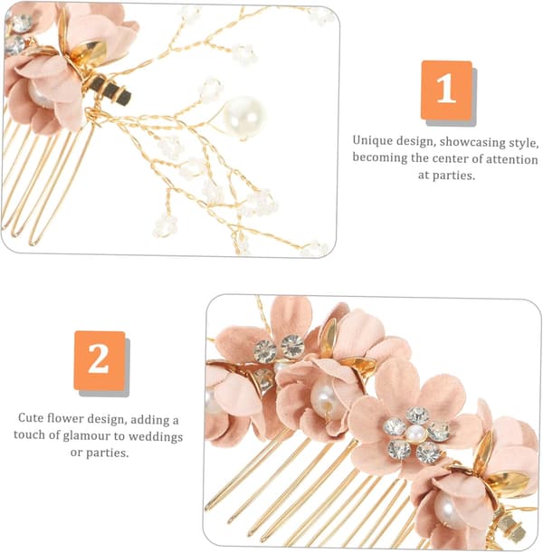 Blomsterhårkamklämma strass för bröllops- och festhårstilar Elegant dekorativ håraccessoar