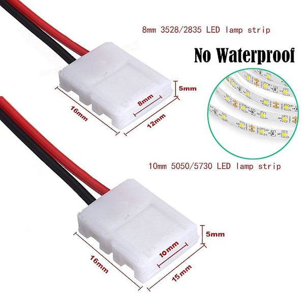 Led Lyslist Koblingssett 2 Pins 8mm 10mm 3528 5050 Led Lys