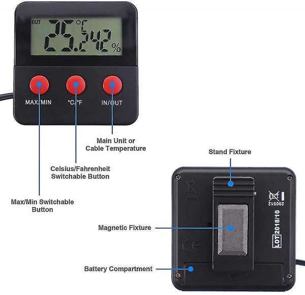 Digitalt Termometer LCD Hygrometer Temperatur- og Luftfugtighedsmåler