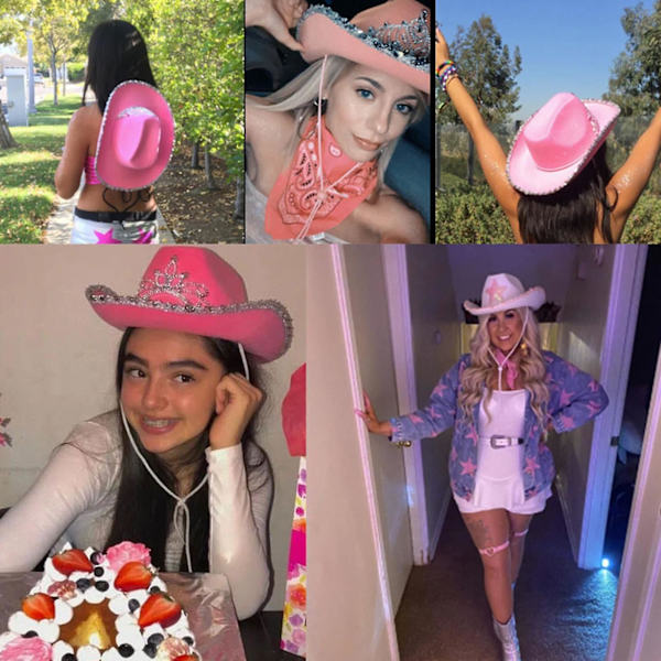 Cowboyhat med bred skygge og store pailletter - Jazz Tophat til temafester og kostumer