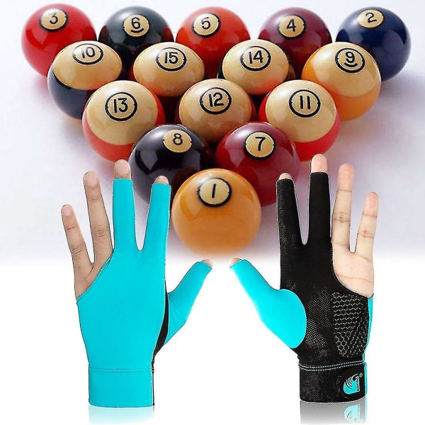 1 stk Billard-tre-finger-handsker Anti-udskridning snooker Billiard kø-handske Billard tilbehør til Wo