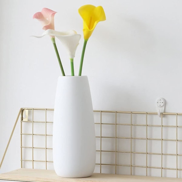 Vit keramikvas, keramikvas för blomma, modern vas för blommor, keramikvas för heminredning