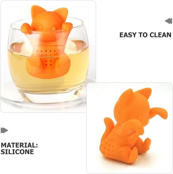 Silikone te-infuser sæt med brugervenligt design 3 stk. sød kat orange