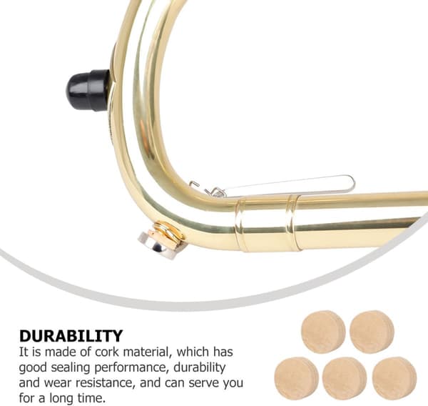 5 stk. trombone vannnøkkel korkplugger laget av solid syntetisk materiale, slitesterke