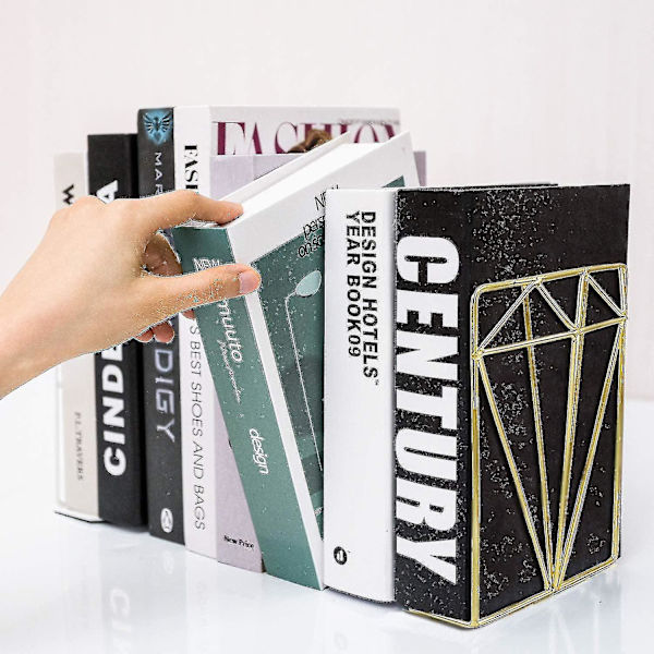 Bogstøtter, Metal Bogstøtter Til Hylder, Unikt Diamantdesign, Robust Dekorativ Bogstøtte Skridsikker Til Hjem Kontor Skrivebord Skolebibliotek Organiser