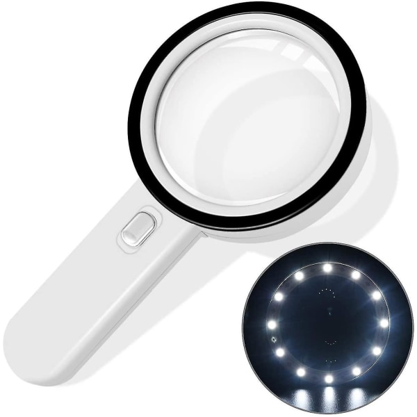 Forstørrelsesglas med 13 LED-lys til læsning for seniorer og smykker