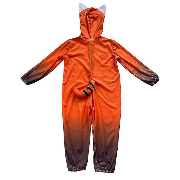 Turning Red Jumpsuit Til Børn Rød Hooded Bodysuit Fancy Up Onesie Performance Costume 5-6 Years